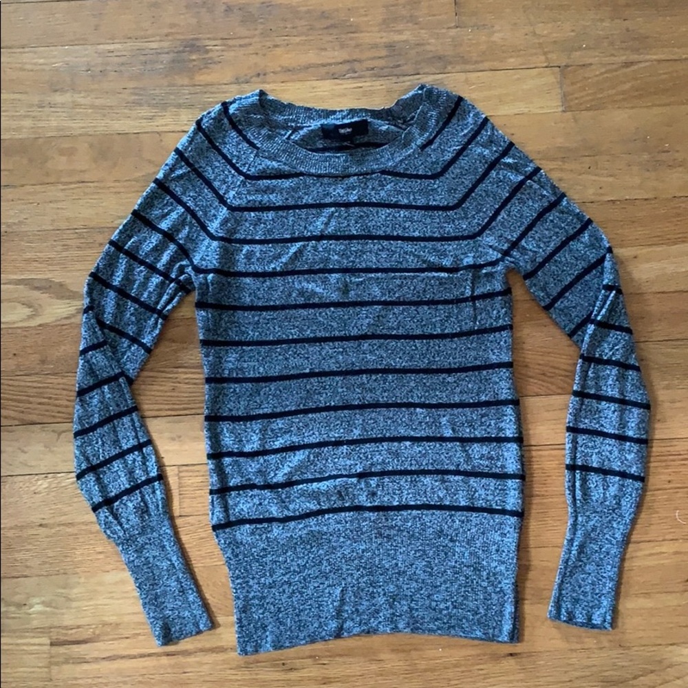 Grey and black striped sweater, size small!